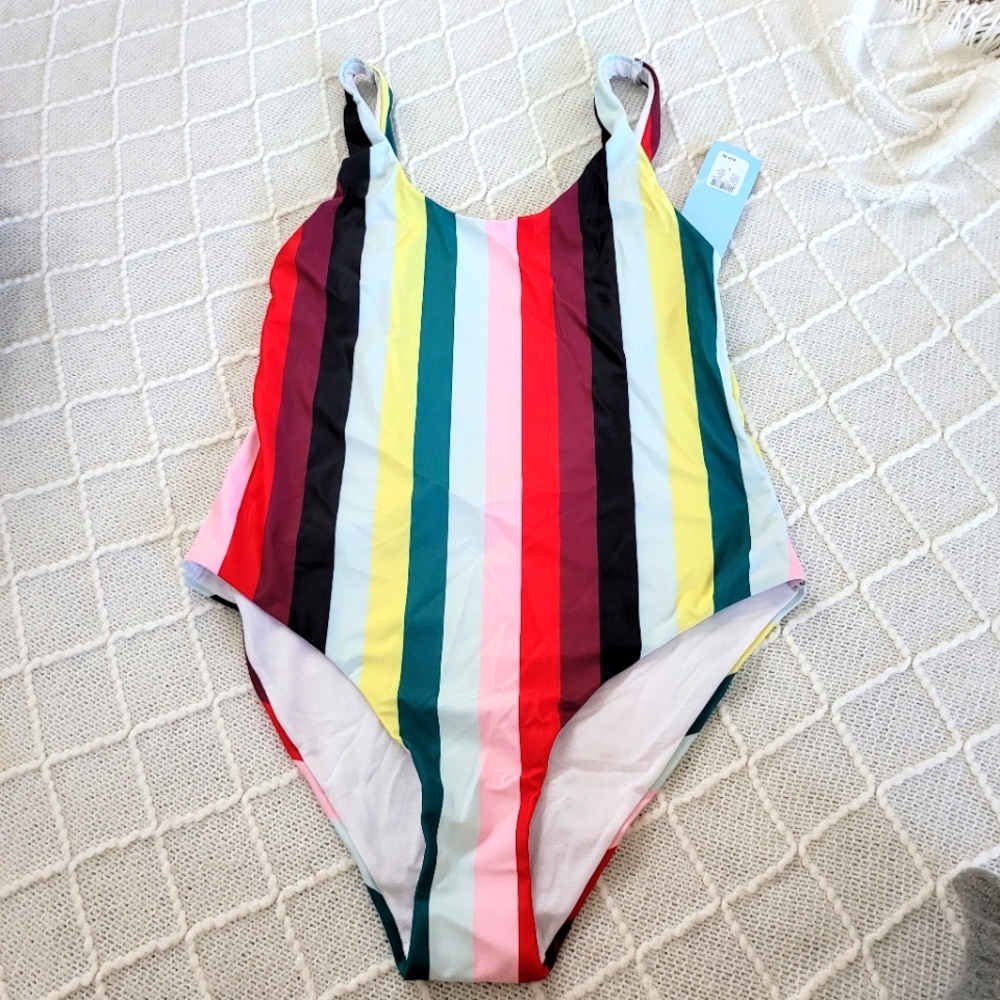 Striped Swimwear or bodysuit